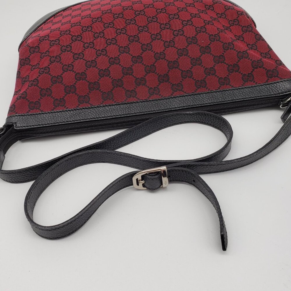 Authentic Gucci GG Canvas Crossbody Red/Black Monogram Leather Trim Shoulder Bag - Picture 8 of 16